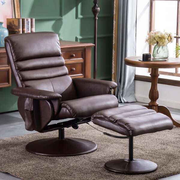 Swivel recliner with online ottoman